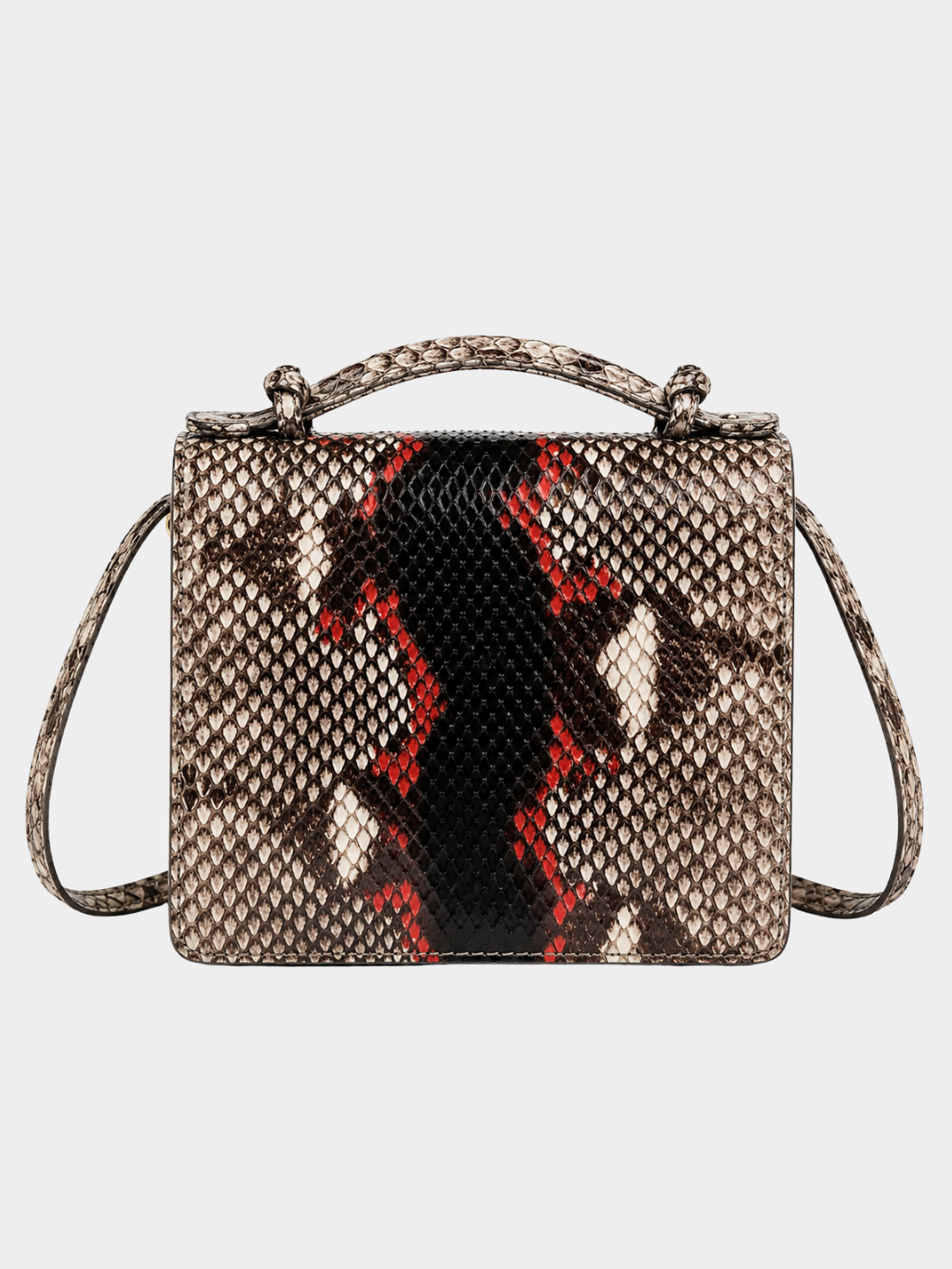 Annapolis Italian Python Leather Handbag Zebra Red