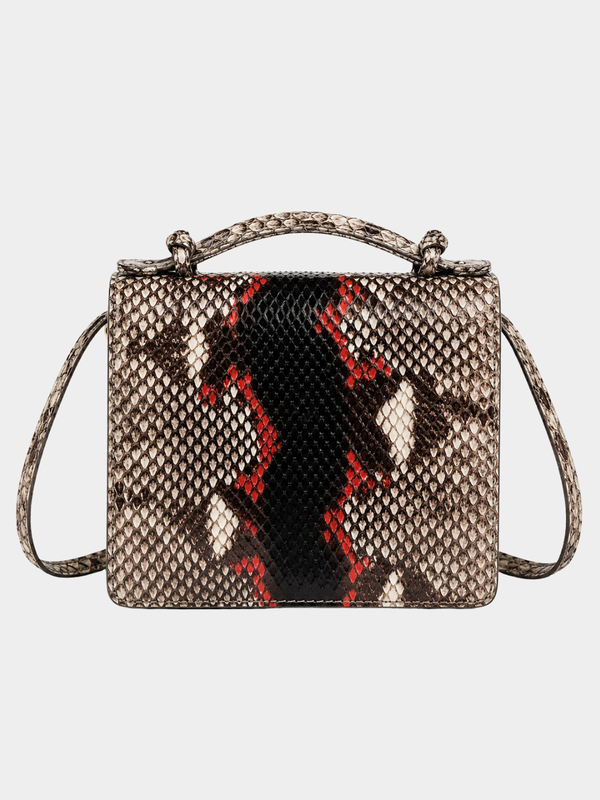 Annapolis Italian Python Leather Handbag Zebra Red