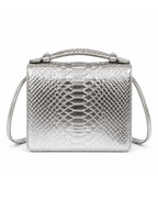 Annapolis Italian Python Leather Handbag Silver