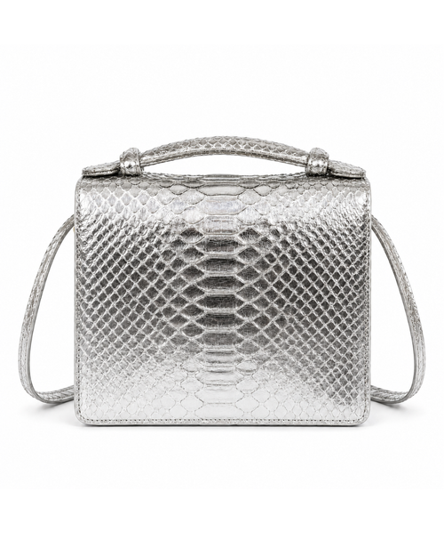Annapolis Italian Python Leather Handbag Silver