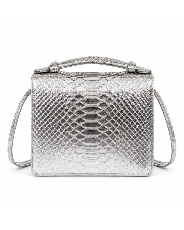 Annapolis Italian Python Leather Handbag Silver