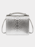 Annapolis Italian Python Leather Handbag Silver