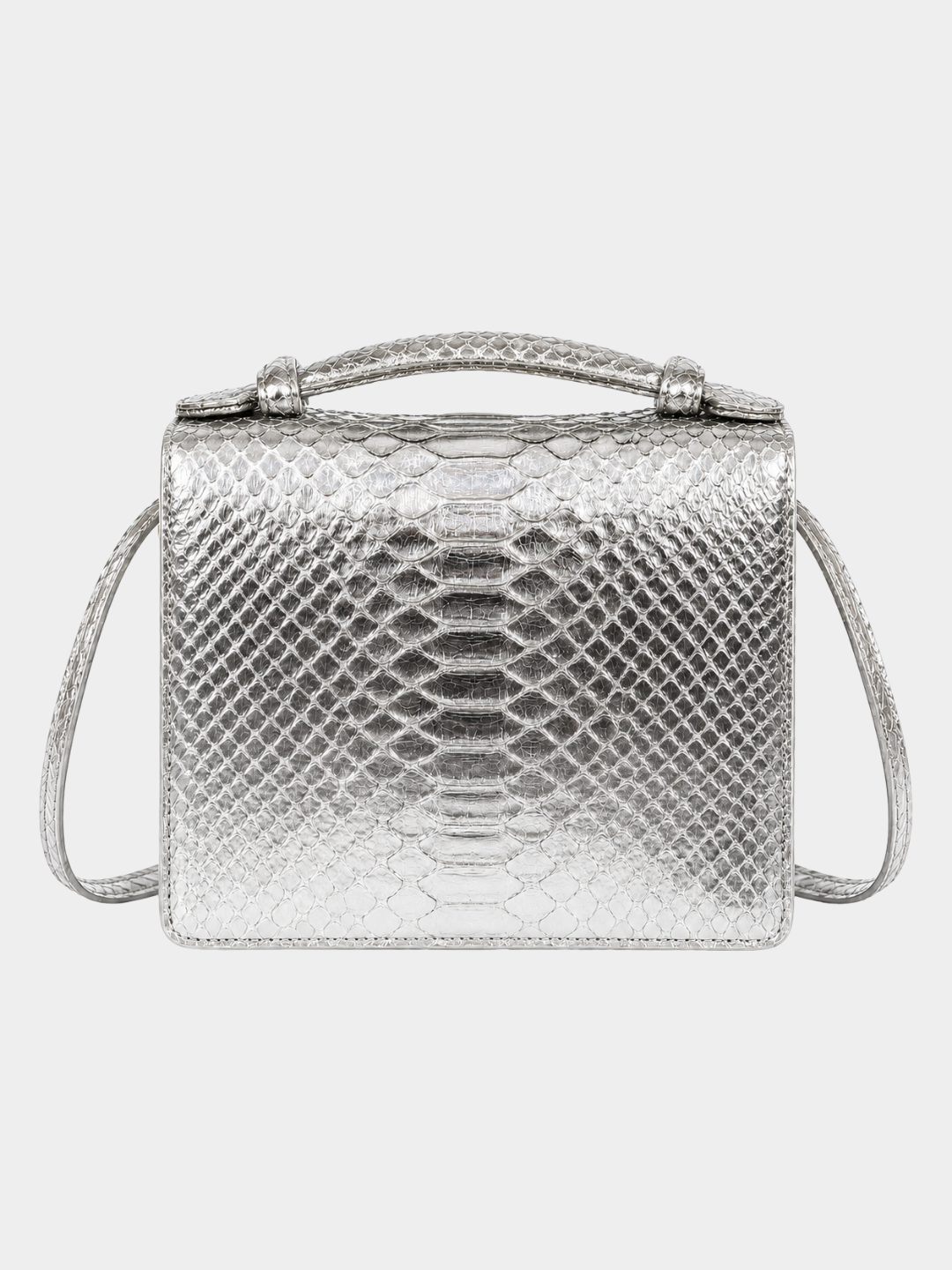 Annapolis Italian Python Leather Handbag Silver