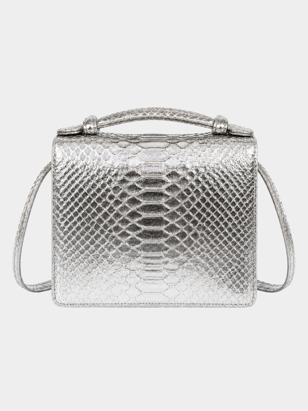 Annapolis Italian Python Leather Handbag Silver