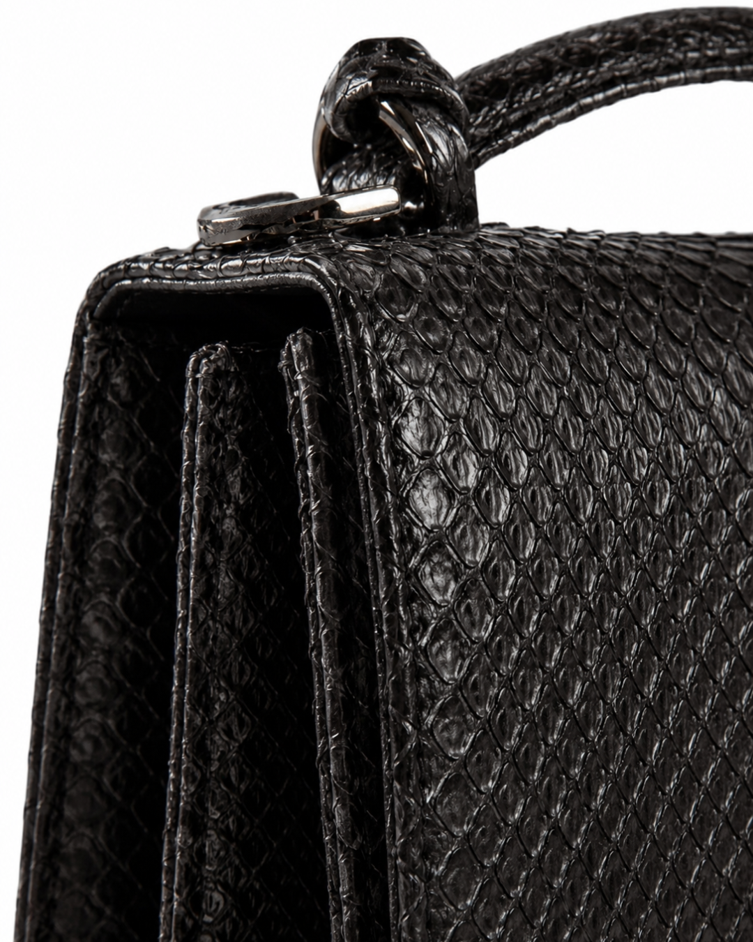 Annapolis Italian Python Leather Handbag Midnight