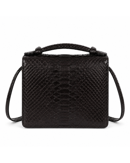 Annapolis Italian Python Leather Handbag Midnight