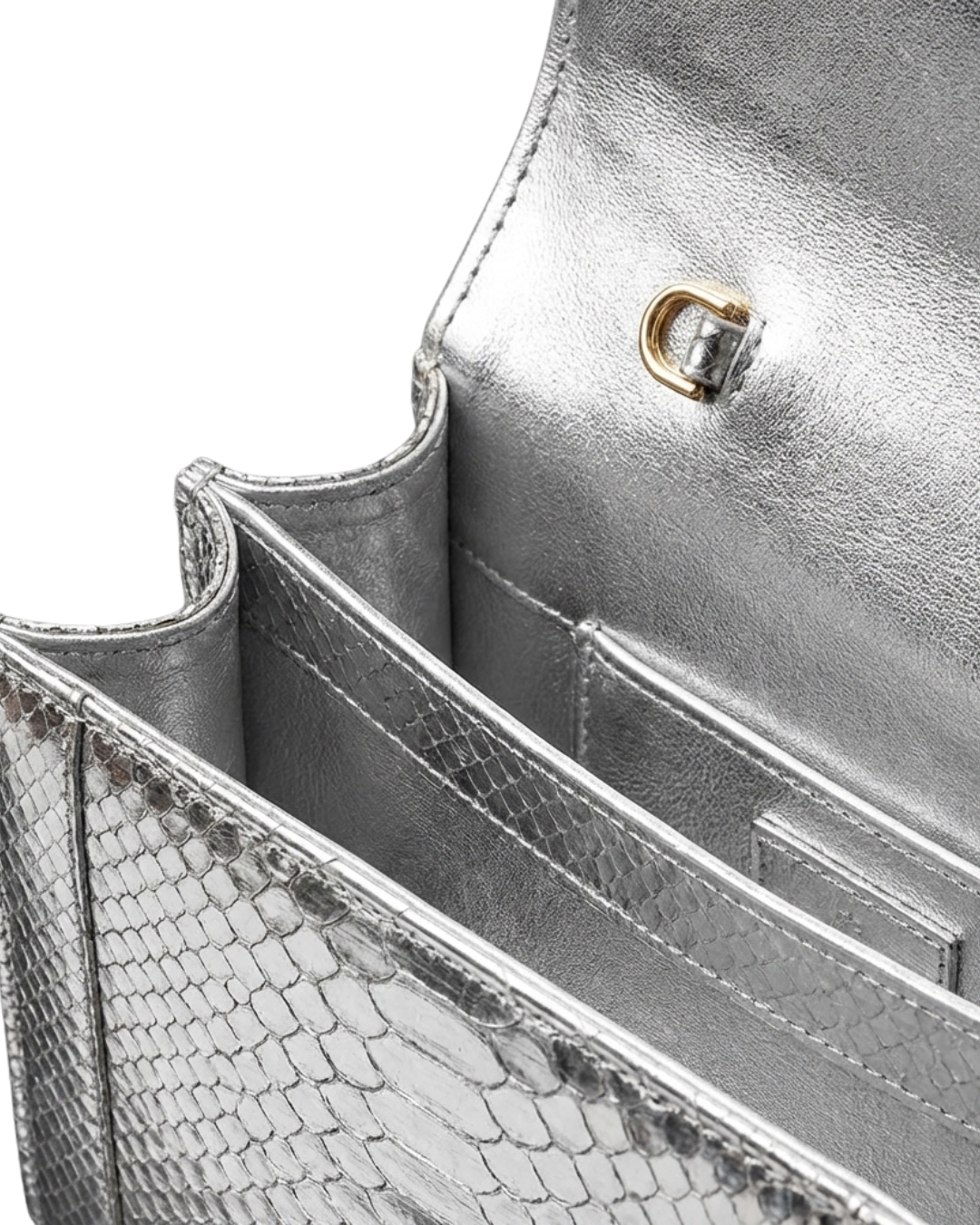 Annapolis Italian Python Leather Handbag Silver