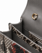 Annapolis Italian Python Leather Handbag Zebra Red