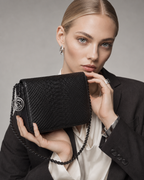 Downing Italian Python Leather Handbag Midnight