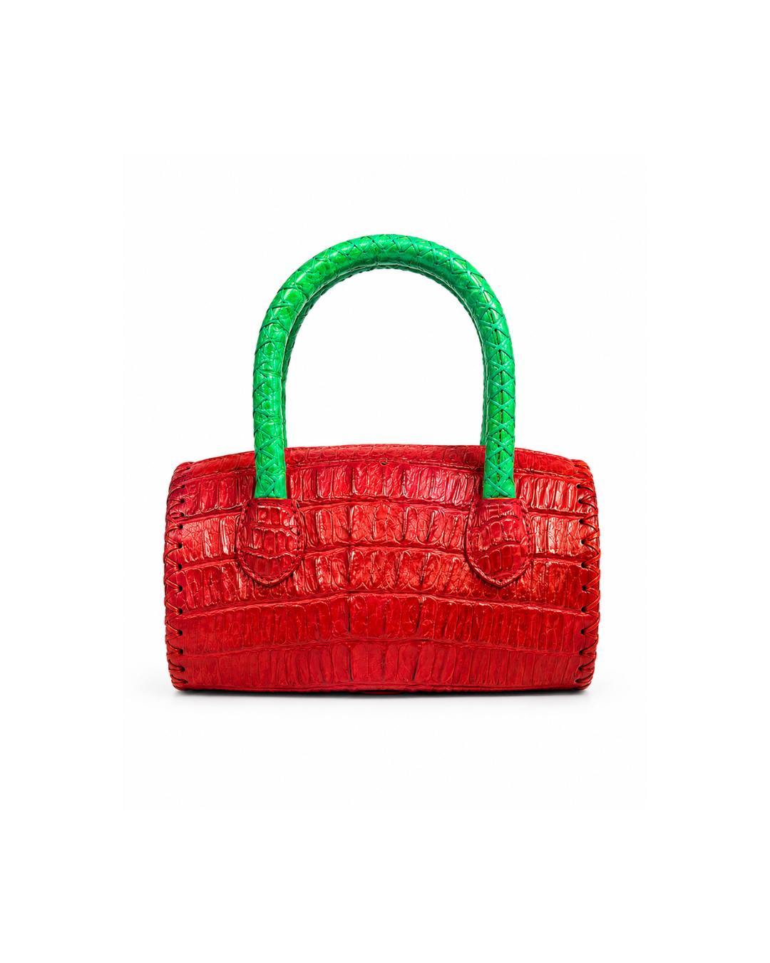 Mykonos Red Crocodile Italian Leather Handbag