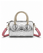 Mykonos Silver Python Italian Leather Handbag