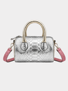Mykonos Silver Python Italian Leather Handbag