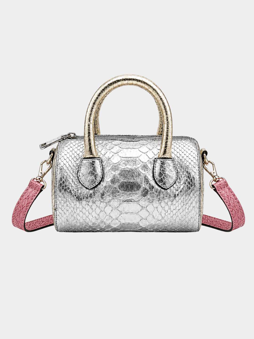 Mykonos Silver Python Italian Leather Handbag