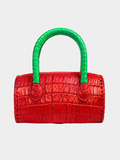 Mykonos Red Crocodile Italian Leather Handbag